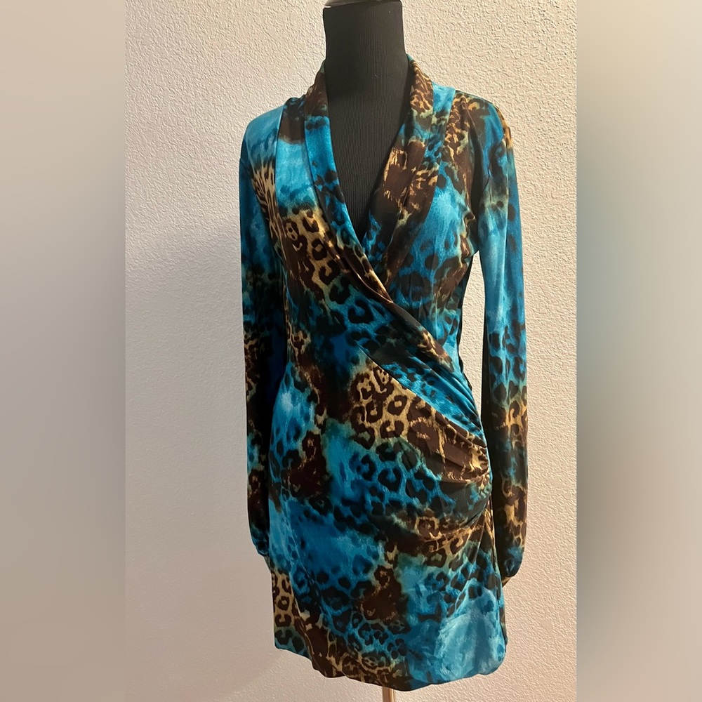 Savee Couture Animal Leopard Long Sleeve Dress
